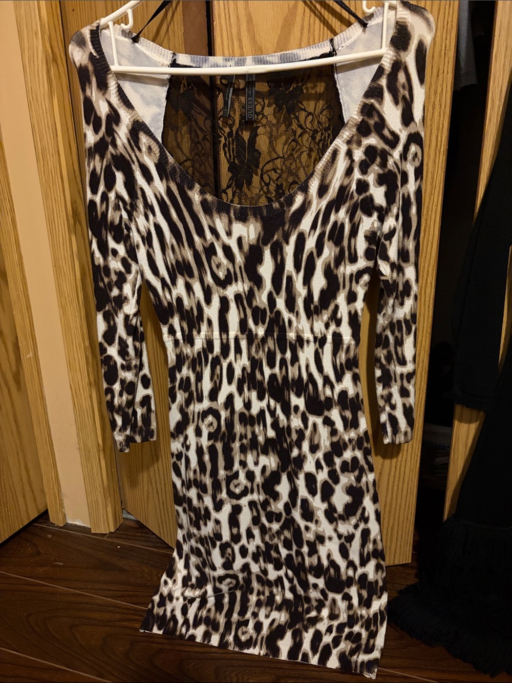Guess Leopard Print Long Sleeve Dress